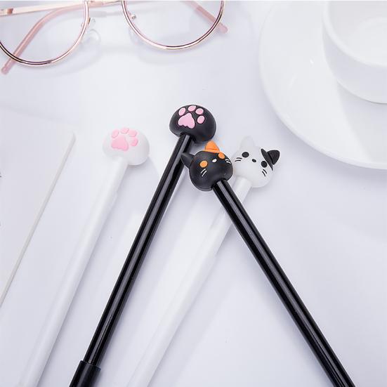 0.5mm Black Ink Cute Cat Head Paw Gel Ink Pen Stationery Office School Supplies