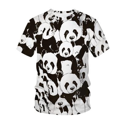 Söt Panda T-shirt Kawaii Djur 3D-tryck Män Kvinnor Kortärmade T-shirts Mode Streetwear Harajuku Barn Toppar Tees Kläder