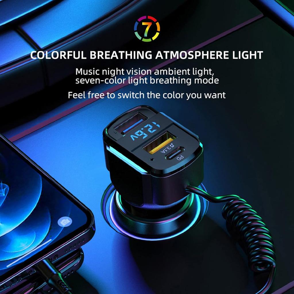 80W USB C Car Charger Cigarette Lighter and USB C Adapter, 3 Ports PD3.0 & QC3.0 Fast Car Charger Super Fast Charging with LED Voltmeter Car Device