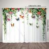 2PCS Digital Printed Curtains, Colorful Butterfly Green Vine Pattern, Stylish Window Treatment for Living Room Bedroom Decor
