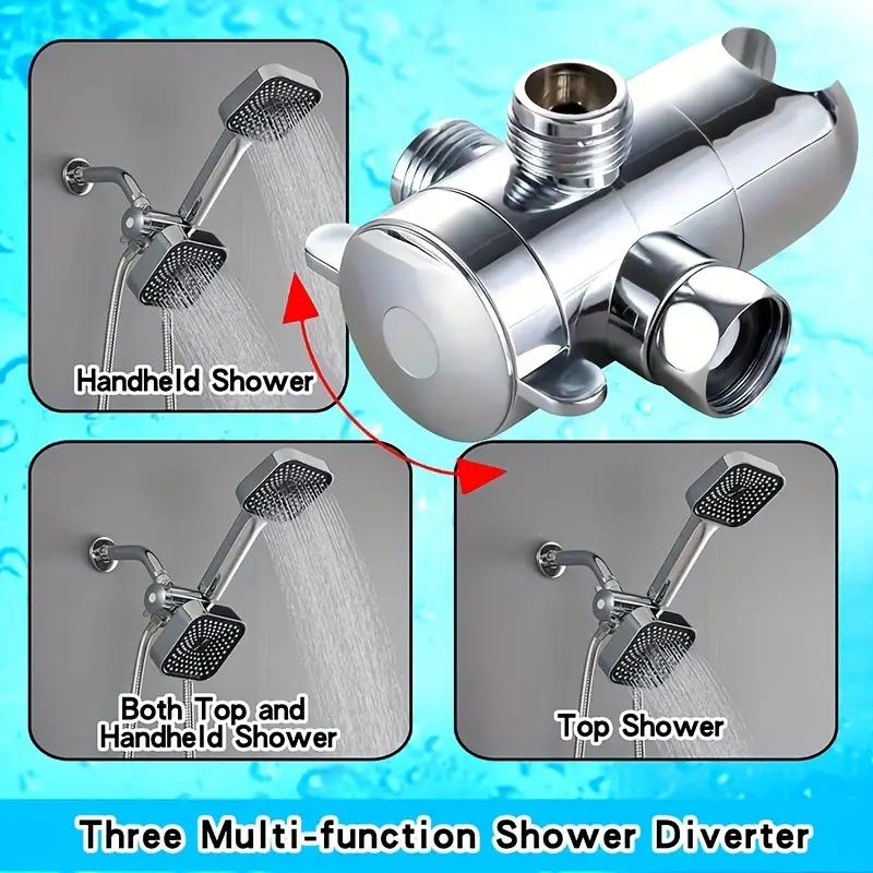 Square 2in1 Handheld Shower Set With Bracket Three-way Water Distributor Explosion-proof Hose Square Small Hanging Head Set