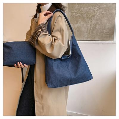 Lazy Wind Denim Tote Bag, New Large-capacity Commuting Shoulder Bag, Underarm Bag, Daily Leisure Mother and Child Bag.