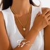 Rhinestone Peach Heart Snake Bone Chain Necklace: Women's Double-Layer Stainless Steel Jewelry with High-End Luxury Design