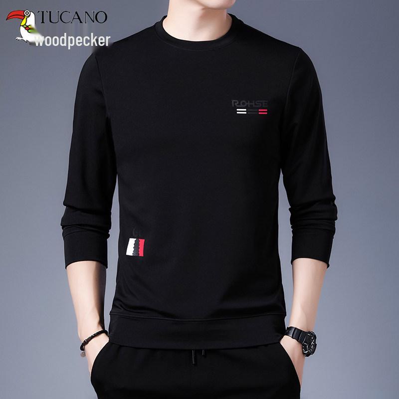 Clearance: Woodpecker Spring/Autumn Men's Long-Sleeve Round Neck Cotton T-Shirt Base Layer