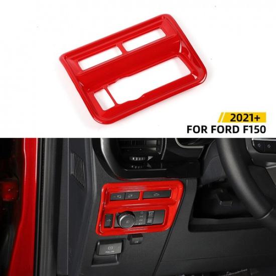 Red Interior Headlight Switch Button Panel Trim Cover Bezels For Ford F150 +