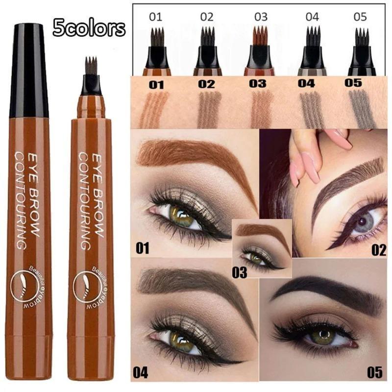 4 Forks 3D Liquid Eyebrow Pencil Lasting Waterproof Anti-Sweat Non-Fading Color Eyebrow Hair Makeup Women Beauty Makeup 5 Colors
