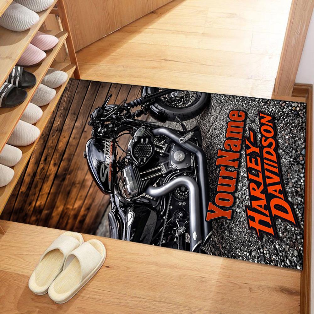 Harley-davidson Motorcycles Customize Your Name Floor Rug Office Rug Perfect for Outdoor Living Rooms Game Room Balcony Anti-slip Rug Decorate Offices