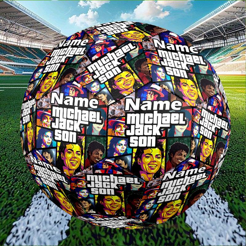 Custom Name Personalized Michael Jackson Print Size 5 Soccer Ball Training & Match Football, for Team, Kicking, Gift for Football