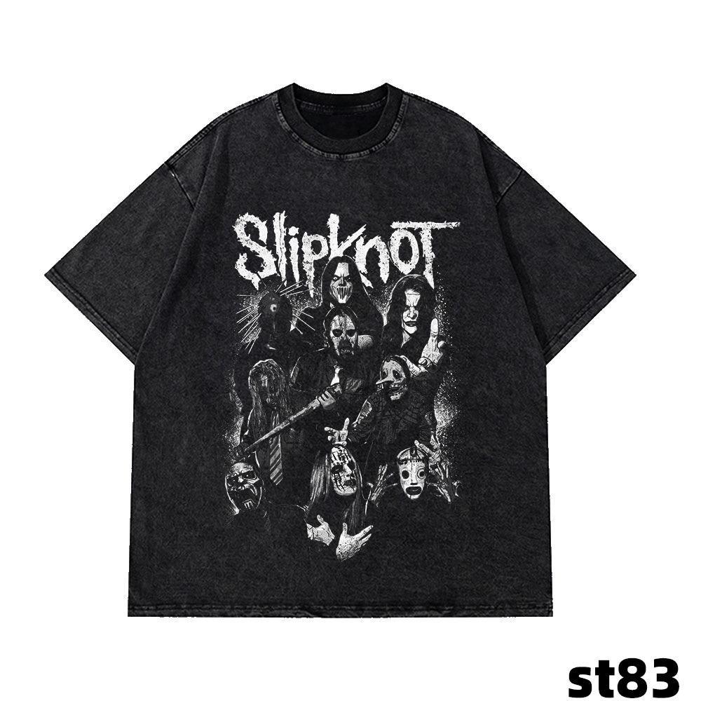 Slipknot Album Poster Graphic Print Vintage Washed TShirts Global Tour Mercah Unisex Women Harajuku Street Oversized Cotton Tees