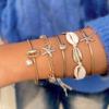 New, Bohemian Vacation Style Shell Bracelet, Beach Style Starfish Pearl Stacked Jewelry Five-piece Set