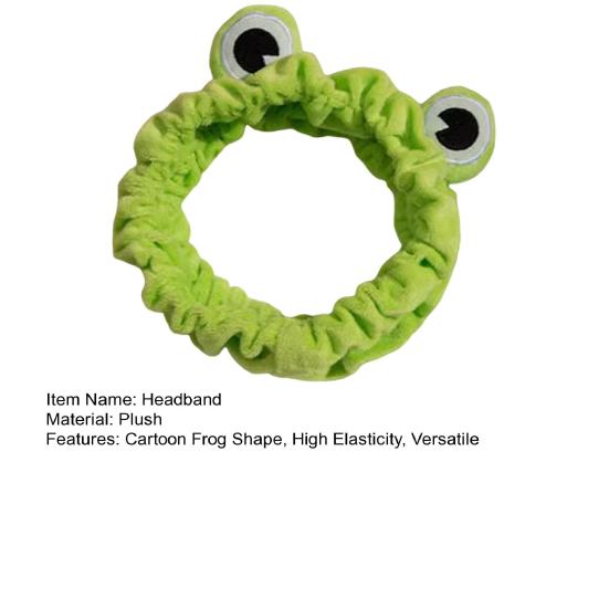 Women Headband Soft Coral Velvet Headband with Anti-Slip Teeth Cartoon Frog Design Elastic Hair Hoop Hair Fixing Hair Accessory