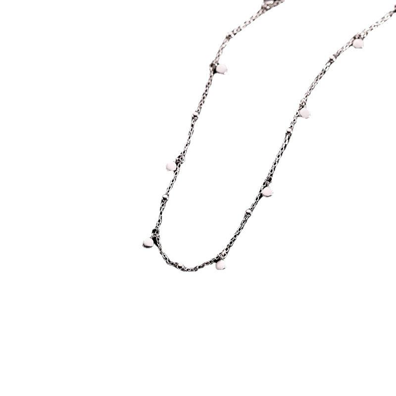 Collier pendentif rond esthétique style coréen: Design Simple à Tempérament avec Chaîne Clavicule à Perles Rondes pour Femmes