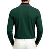 Autumn Mens Solid Long Sleeve Polo Shirt Contrast Striped Lapel Collar Button Placket Breathable Golf Casual Wear Tees