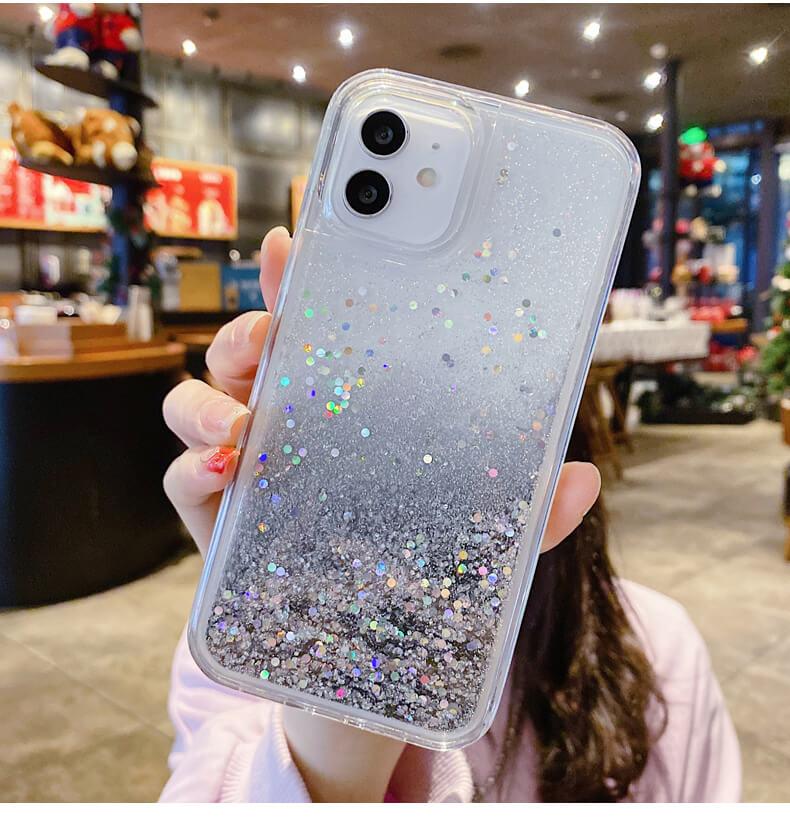 Bright Silver Gold Quicksand for Iphone 16 Case Fundas iPhone 15 17 Pro Max 14 16 Plus Shell Carcasas Women Glitter Phones Cover for iphone 14Pro