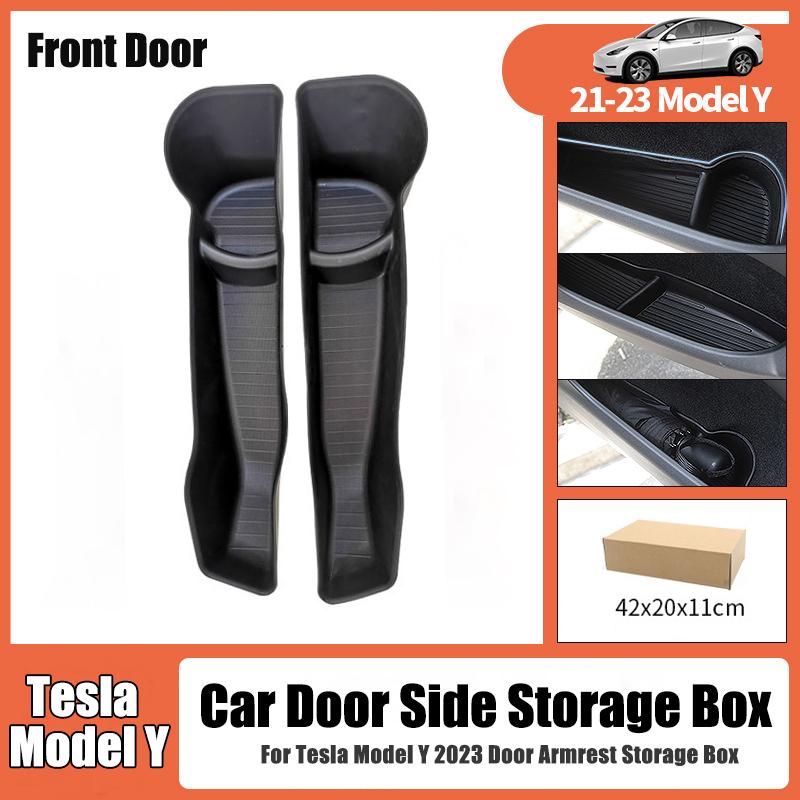 

For Tesla Model Y 2026 Car Door Side Storage Box Door Armrest Storage Box TPE Front Rear Door Armrest Organizer Car Accessory