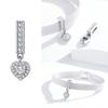 WOSTU 925 Silver Circle Charm Round CZ Bead Bead Clip Fit Reflection Charm Bracelet Jewelry Accessories CQX101