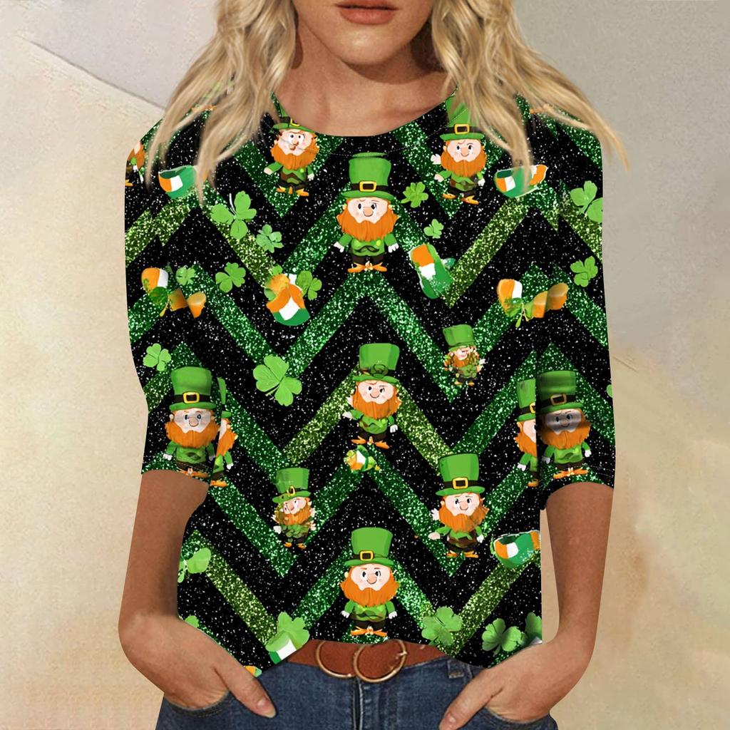 Dámský módní ležérní svetr s kulatým výstřihem a tříčtvrtečním rukávem s potiskem Saint Pao