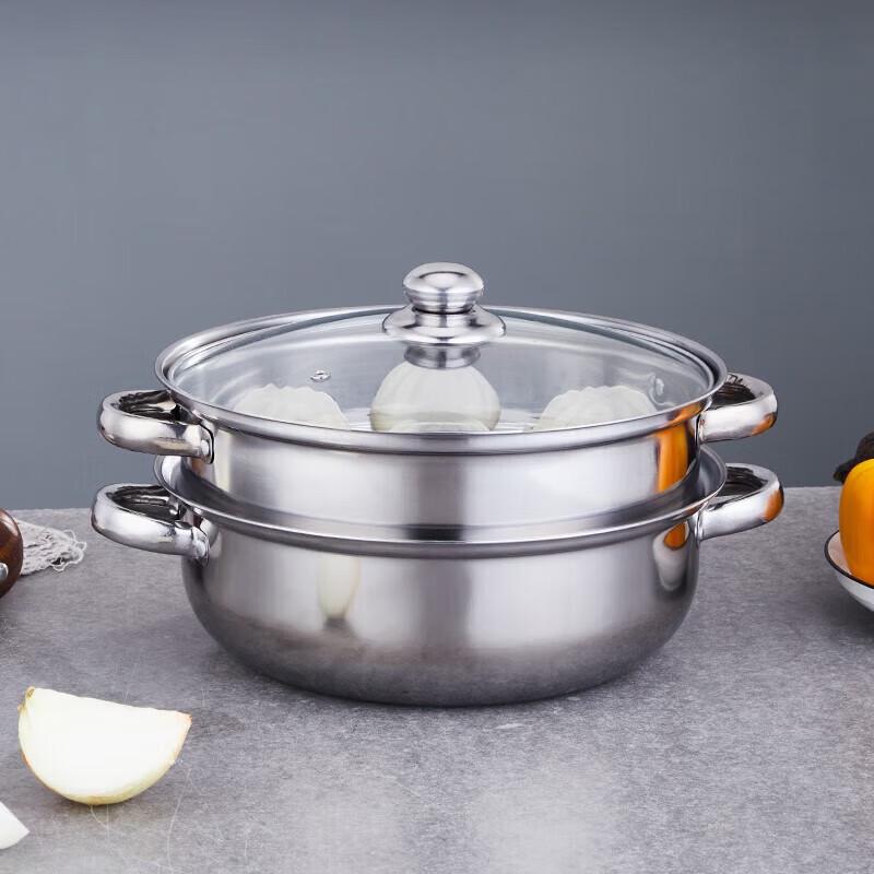 YISPOT 28cm Edelstahl 2-stöckiger Dampfgarer Suppentopf
