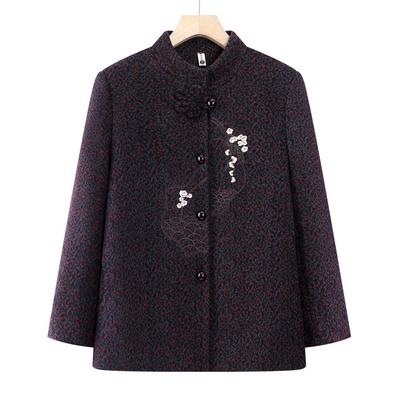 Oma Herbst- und Winterjacke Mittleren Alters und Ältere Wollhosen Tang-Anzug Alte Dame Herbsthosen Oberteil 60 Jahre alt 70 Mutter Anzug