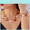 Halloween Pumpkin Ghost Spider Alloy Jewelry Set With Chain For Men Women