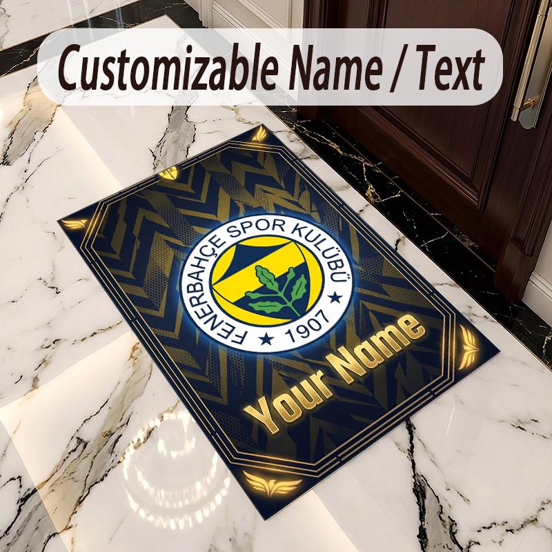 Crystal Velvet Rug Fenerbahçe FC Print Custom Name Text Floor Mat Home Decor