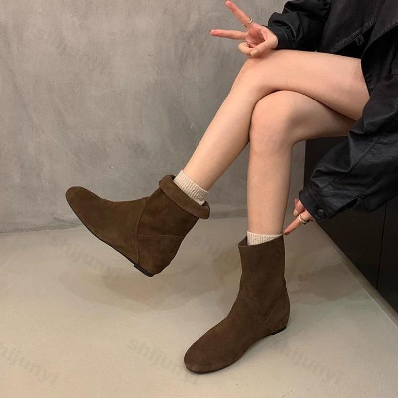 Women Ankle Boots 2026 Autumn Round Toe Suede Non-slip Short Boots Outdoor Casual Low Heel Fashion Boots Women Botas De Mujer