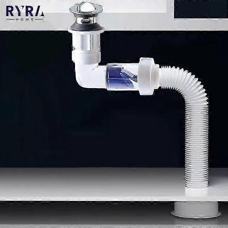 ABS Drain Hose Washbasin Corrugated Curved Pipe Bathroom Expandable Rotate Drain