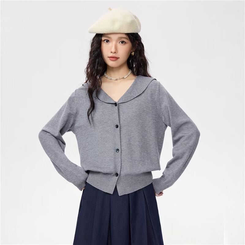 Giordano Women's Autumn/Winter Heathered Knit Cardigan Sweater