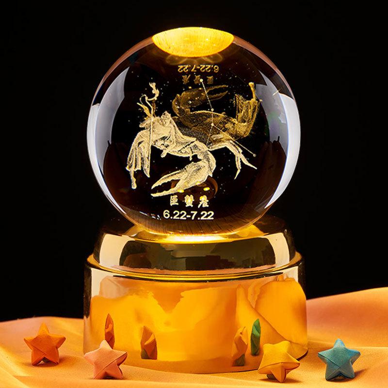 Pisces Constellation 3D Crystal Ball Night Light – Valentine's Day & Birthday Gift for Girls