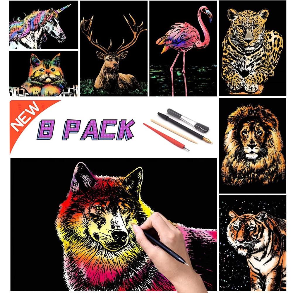 Formemory Scratch Art Set, 12 Sheets of Scratch Paper, A4 Size, with Scratch Pen Set, Beautiful Art, Healing, Soothing, Art Therapy, Scratch Art Pen