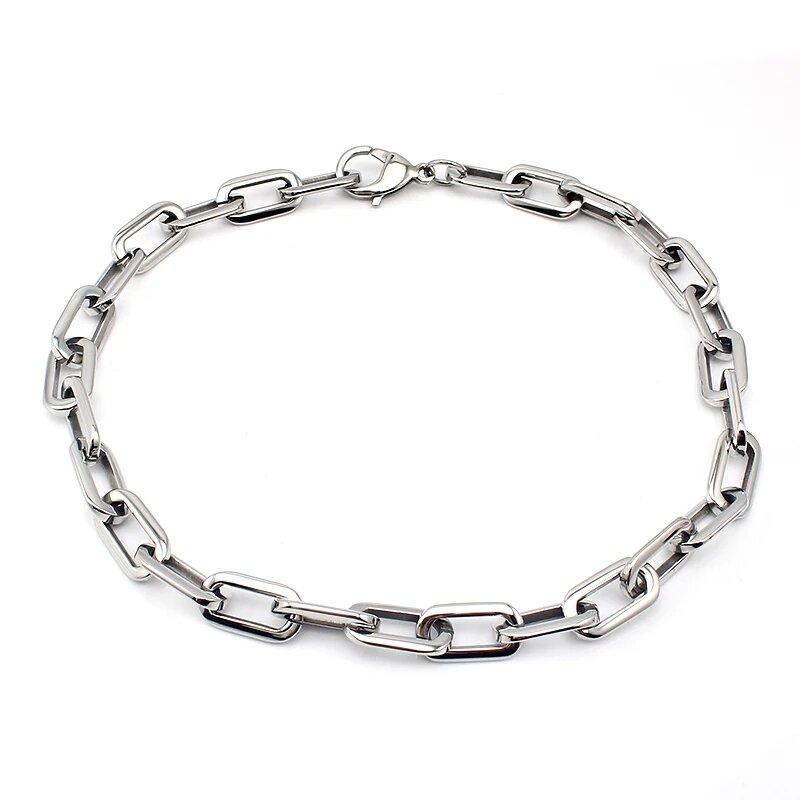 

Hot Sale Stainless Steel Gold Color Chunky Chain Necklace Choker for Women Men Jewelry Accessory Big Punk Necklace