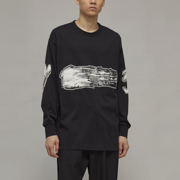 Y-3 FW22 Creative Design Loose Fit Pullover Long Sleeve T-Shirt Men Tops Black H44811