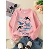 Girls' Crewneck Sweatshirt Whales Dolphins Fish Ocean Save Life Machine Washable, Spring And Autumn, Sportswear And Casual Wear