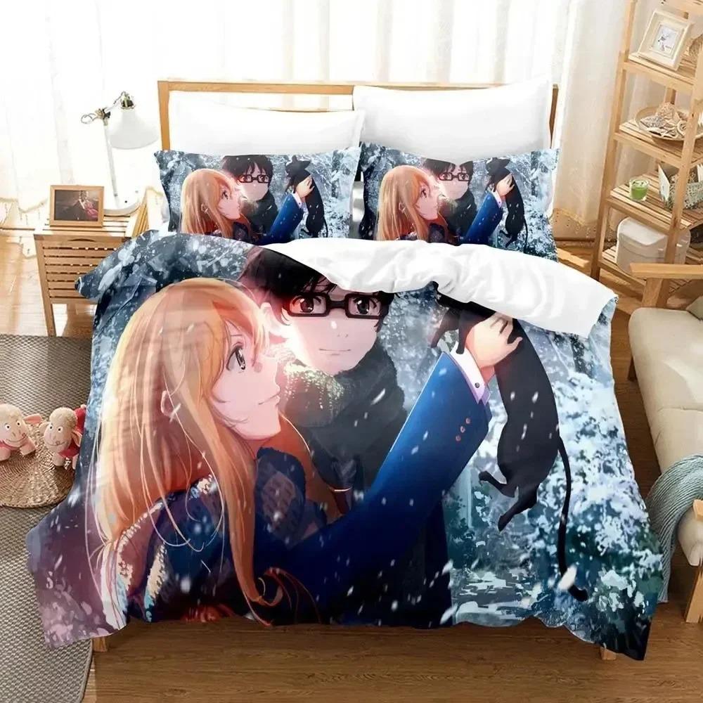 Anime Your Lie in April Bedding Set Duvet Cover Bed Set Quilt Cover Pillowcase Comforter king Queen Size Boys Adult Bedding Set
