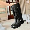 Legs Out of the Street~ Round Head Fashionable Belt Buckle Thick Heel Boots Women's Tall Knight Boots