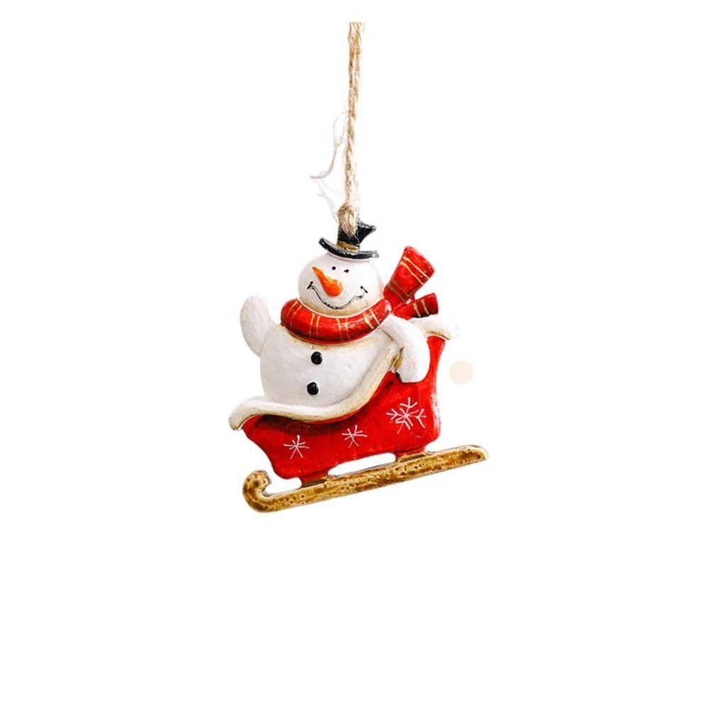 Resin Christmas Tree Hanging Ornament Snowman Xmas Pendant Festive Ornaments