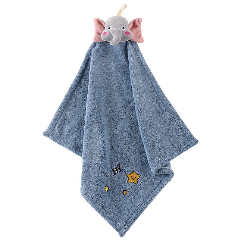 Thickened Coral Fleece Doll Hand Towel Hanging Type Absorbent Towel Cute Handkerchief Embroidery Hand Towel Square Towel