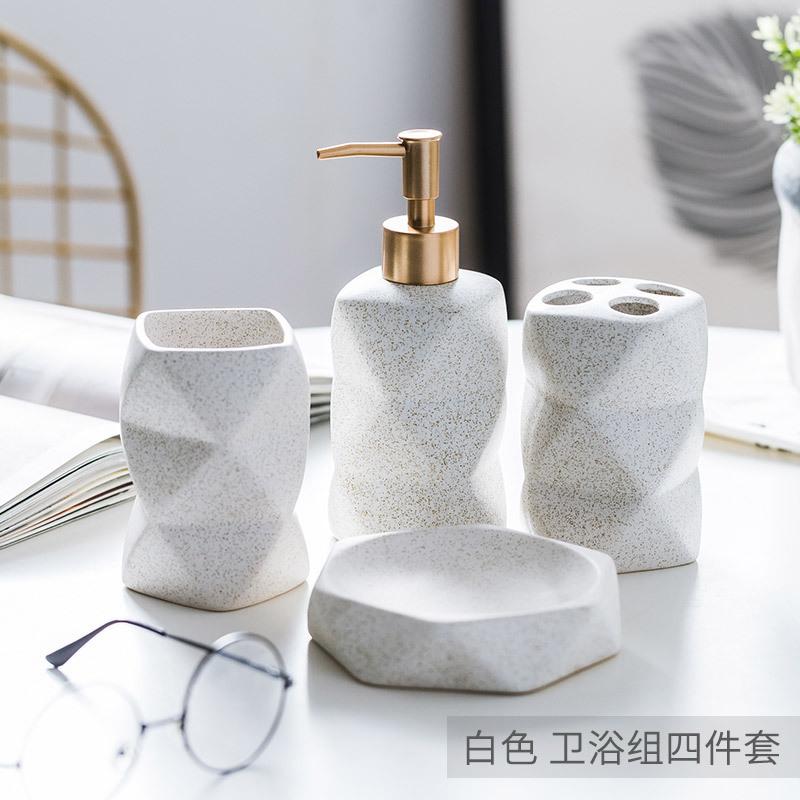 Ceramic Bathroom Wash Set Bathroom Supplies Toothbrush Cup Toothbrush Cup Soap Dish Lotion Bottle Household Toiletries Set