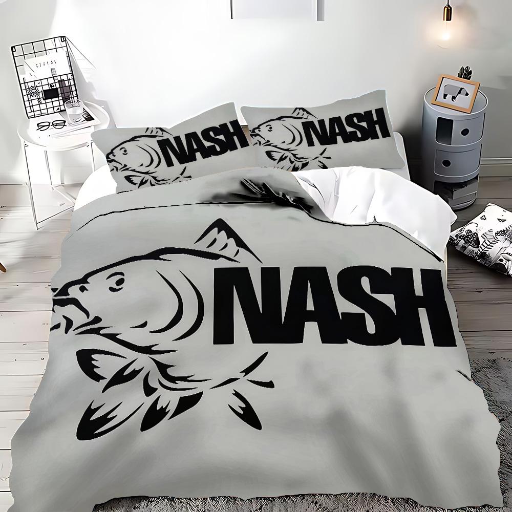 Nash Fishing Logo Bettbezug Kissenbezug Bettwäscheset Erwachsener Junge Mädchen Schlafzimmer Dekoration Kinder Geschenk Einzel Doppel Große Größe