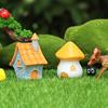 Miniature House Fairy Garden Accessory Tiny Village House Bonsai Terrarium Crafts Mini Resin Figurine for Plant Pot Micro Landscape