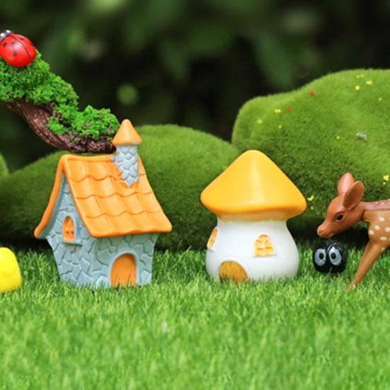 Miniature House Fairy Garden Accessory Tiny Village House Bonsai Terrarium Crafts Mini Resin Figurine for Plant Pot Micro Landscape