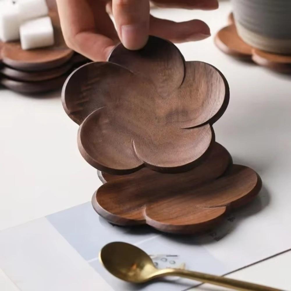 Flower Shape Cup Mat Heat Resistant Tea Cup Pad New Wooden Coaster  Home Decor