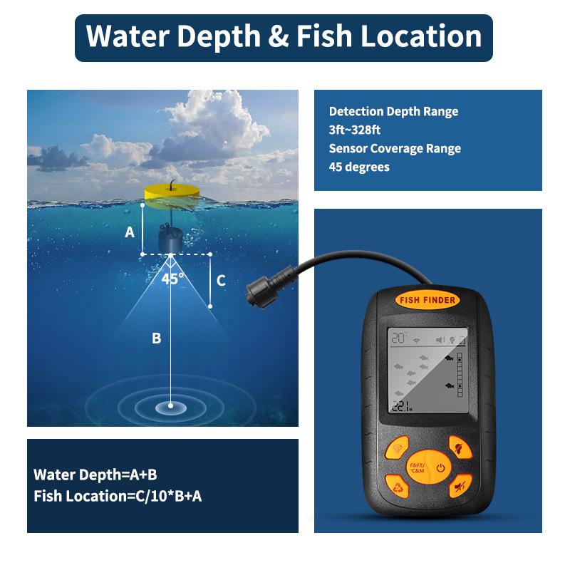 Sonar Fish Detector Probe: Wired Depth Finder for Fishing