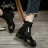Stivaletti Chelsea da Donna con Tacco Grosso in PU con Tessuto Elasticizzato a Contrasto Antiscivolo Stile Britannico Scarpe Moderne 2024 Nuova Primavera Autunno