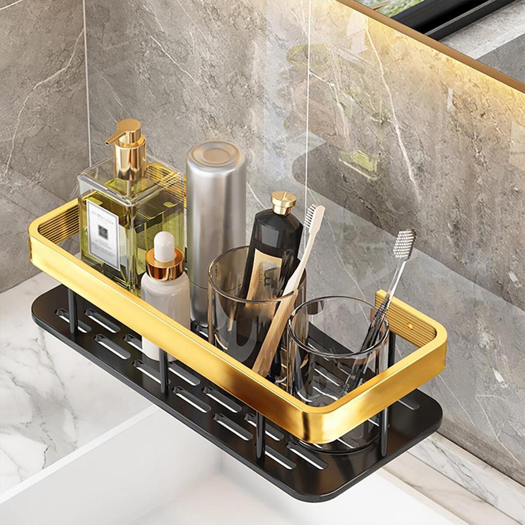 1 stk Ikke-perforert romaluminium baderomsoppbevaringsstativ toalett baderom baderomsoppbevaringsstativ veggmontert baderomshjørne