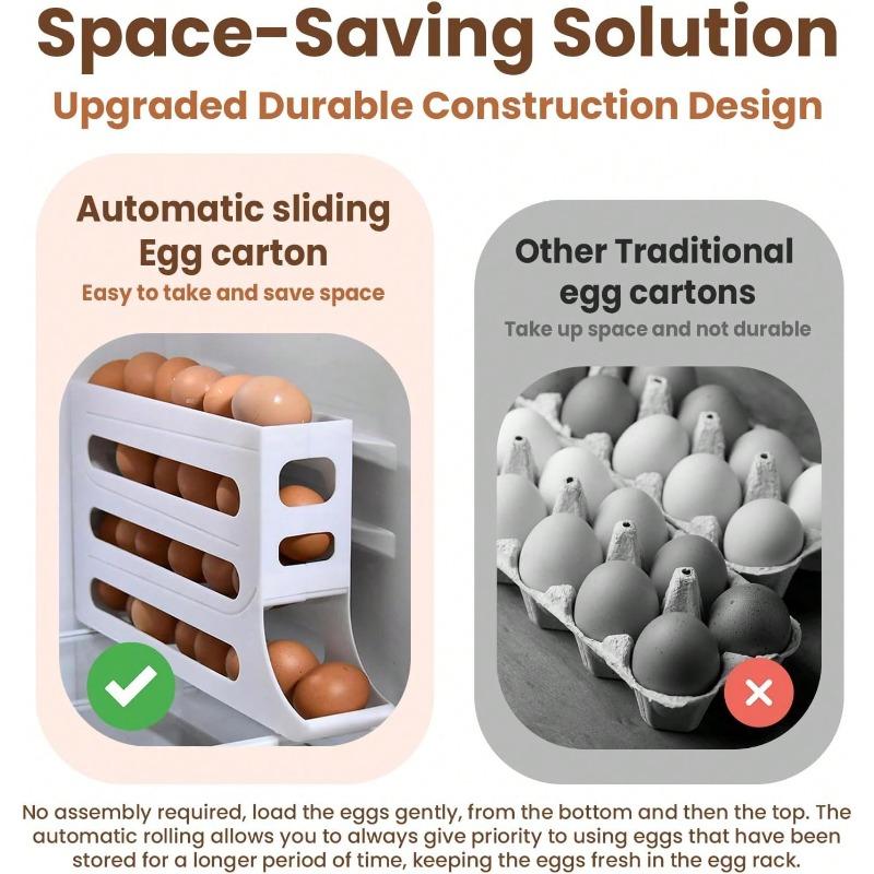 Eggs Refrigerator Holder - Automatic Rolling Refrigerator Egg Organiser, Space Saving Egg Dispenser Holder