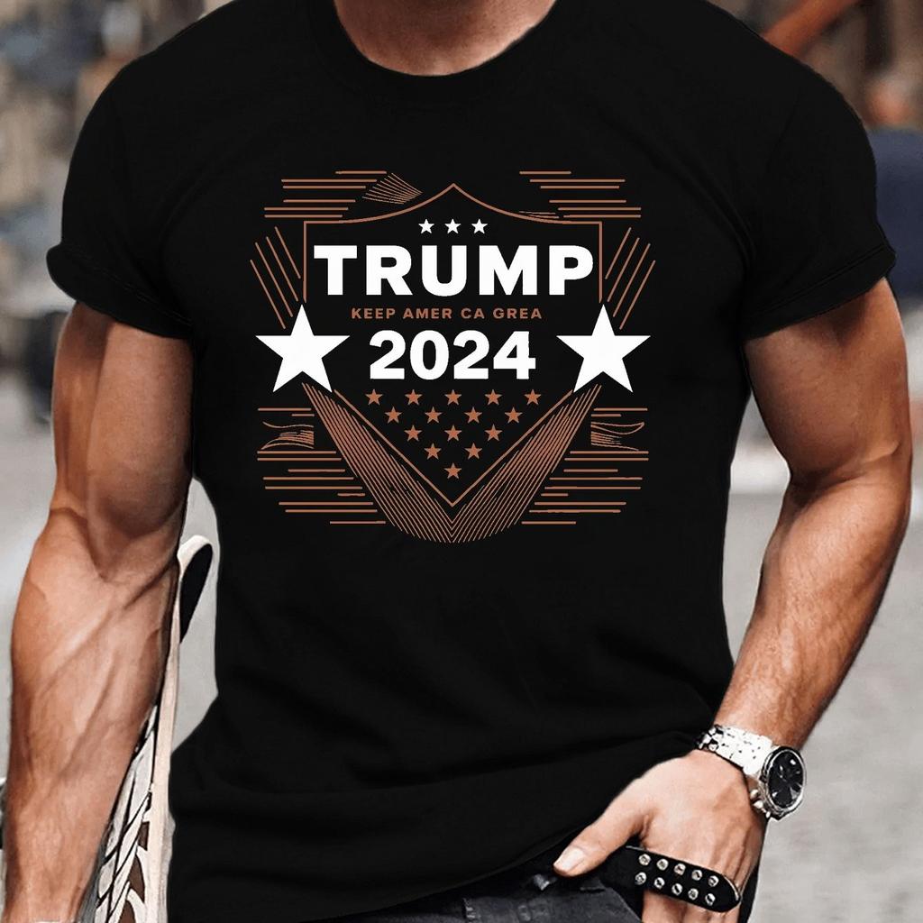 Men Donald Trump Letter Print T Shirt Men Funny 3D Graphic Tees Solid Color  Men's Harajuku Tshirt Daily Sports Streetwear Tops