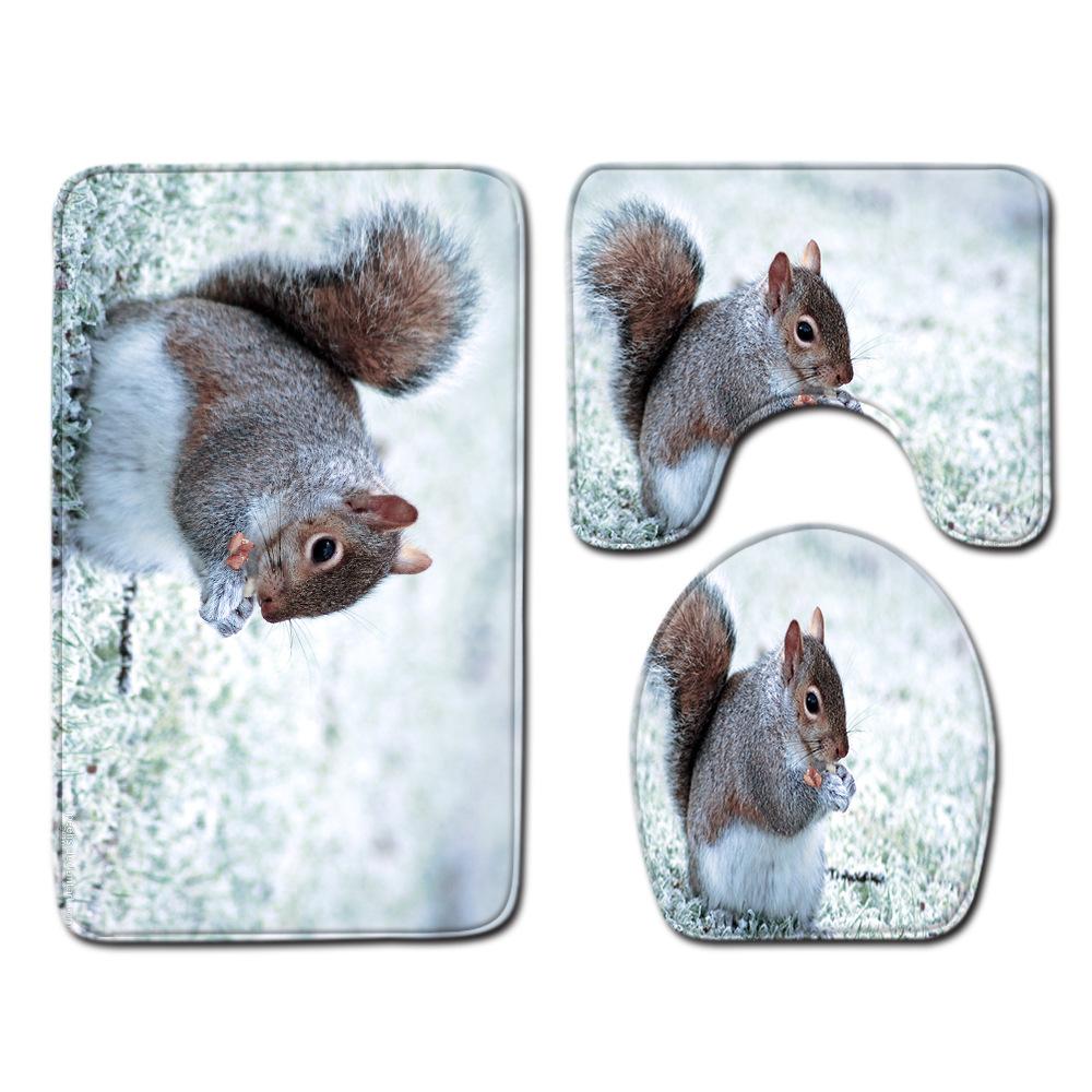 Animal Toilet Floor Mat Three-Piece Bathroom 3-Piece Carpet Doormat