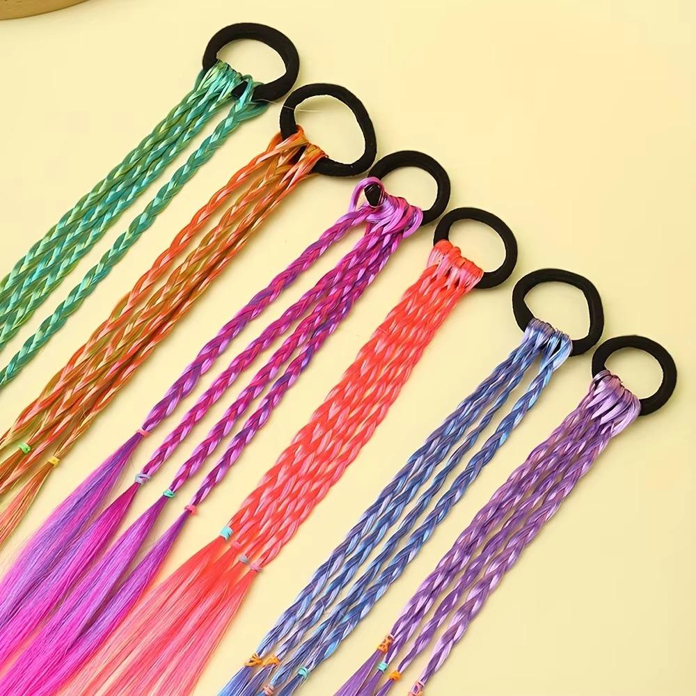 5/6Pcs Bohemian Style Sweet Wig Braid Multi-Color Kids Wig Ponytail Headbands  Party