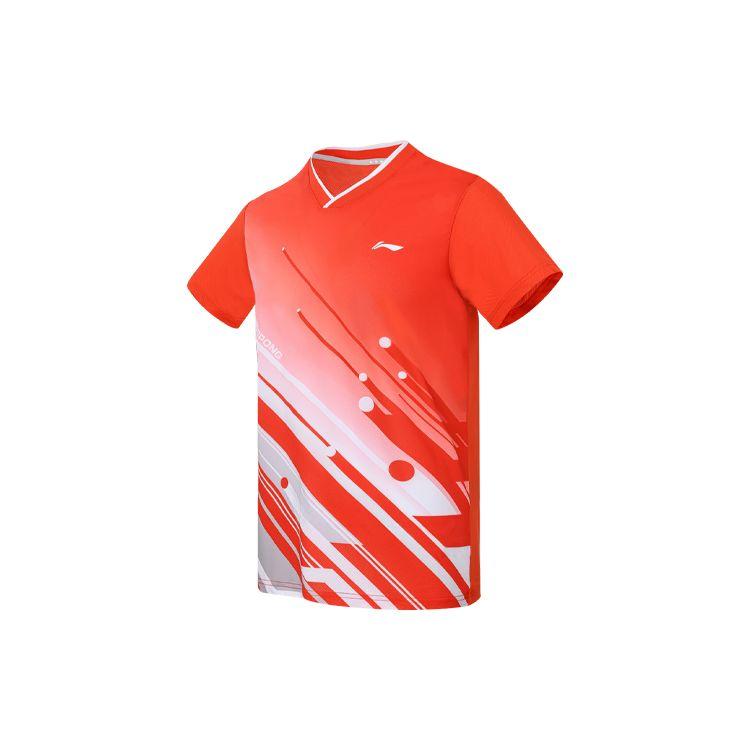 Li-Ning Ping Pong Series Casual Sports Quick-Dry Short Sleeve T-Shirt Men Tops Spicy-Orange AAYS017-2
